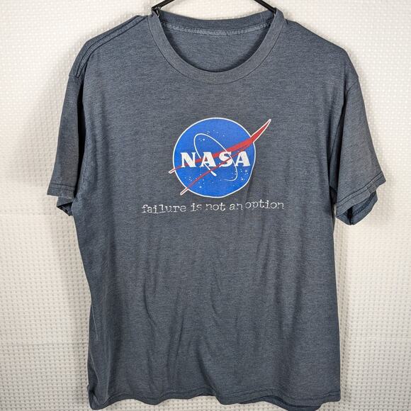 NASA T-Shirt Blue Graphic Tee Men’s L Failure Is Not An Option Space Logo - Picture 1 of 3